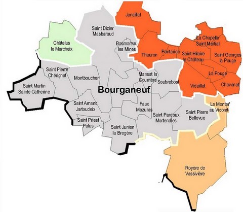 Carte des communes de la paroisse St Pardoux